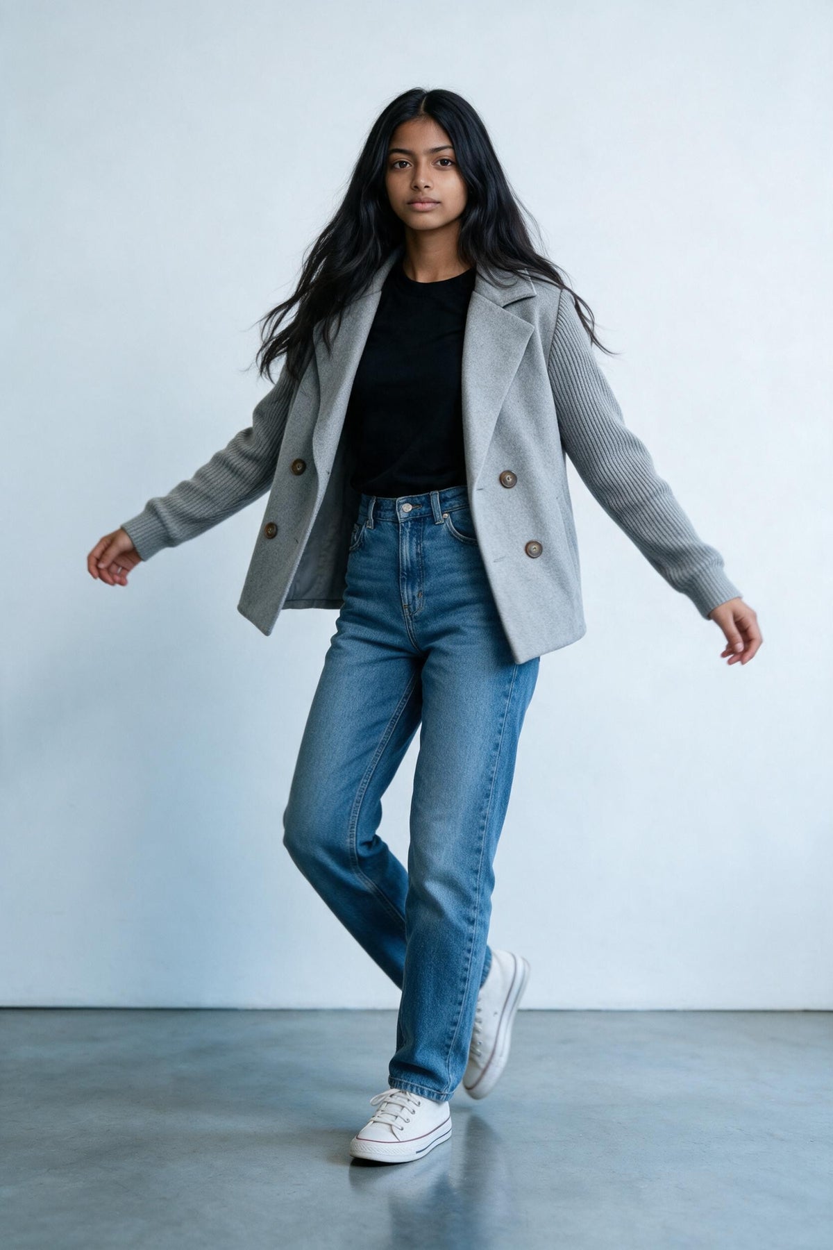 Veste croisée à manches en maille Amondar, coloris Gris, vue 5