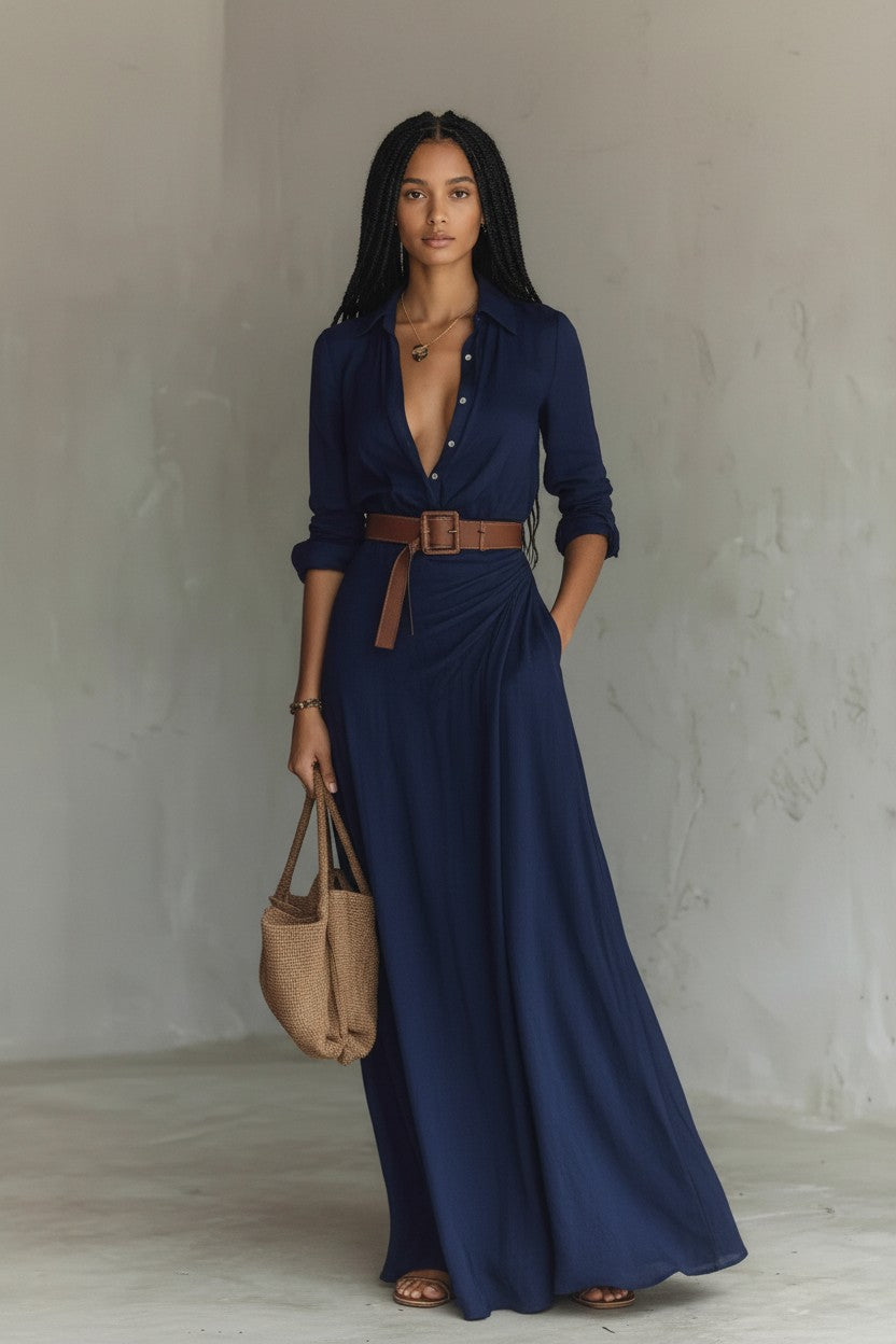 Robe Chemise à Ceinture