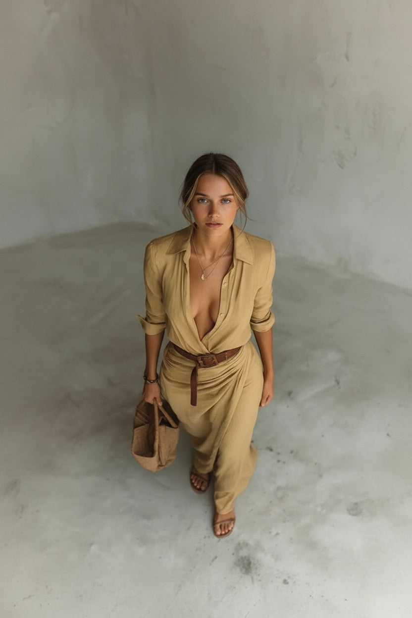 Robe Chemise à Ceinture