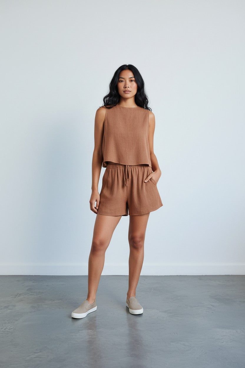 Ensemble Débardeur & Short Cordon Amondar, coloris Orange, vue 1
