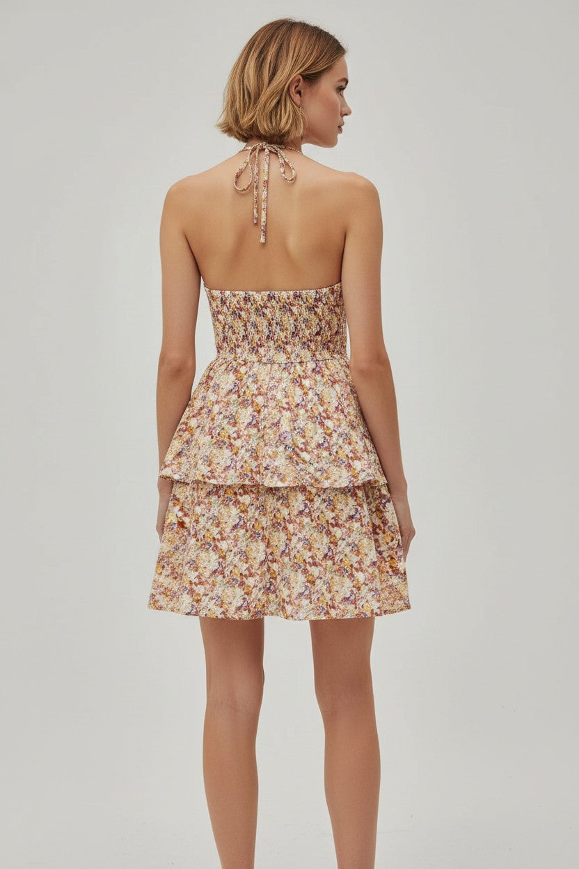 Robe Bohème Col Halter Dos Nu Amondar, coloris Rose Abricot, vue 2