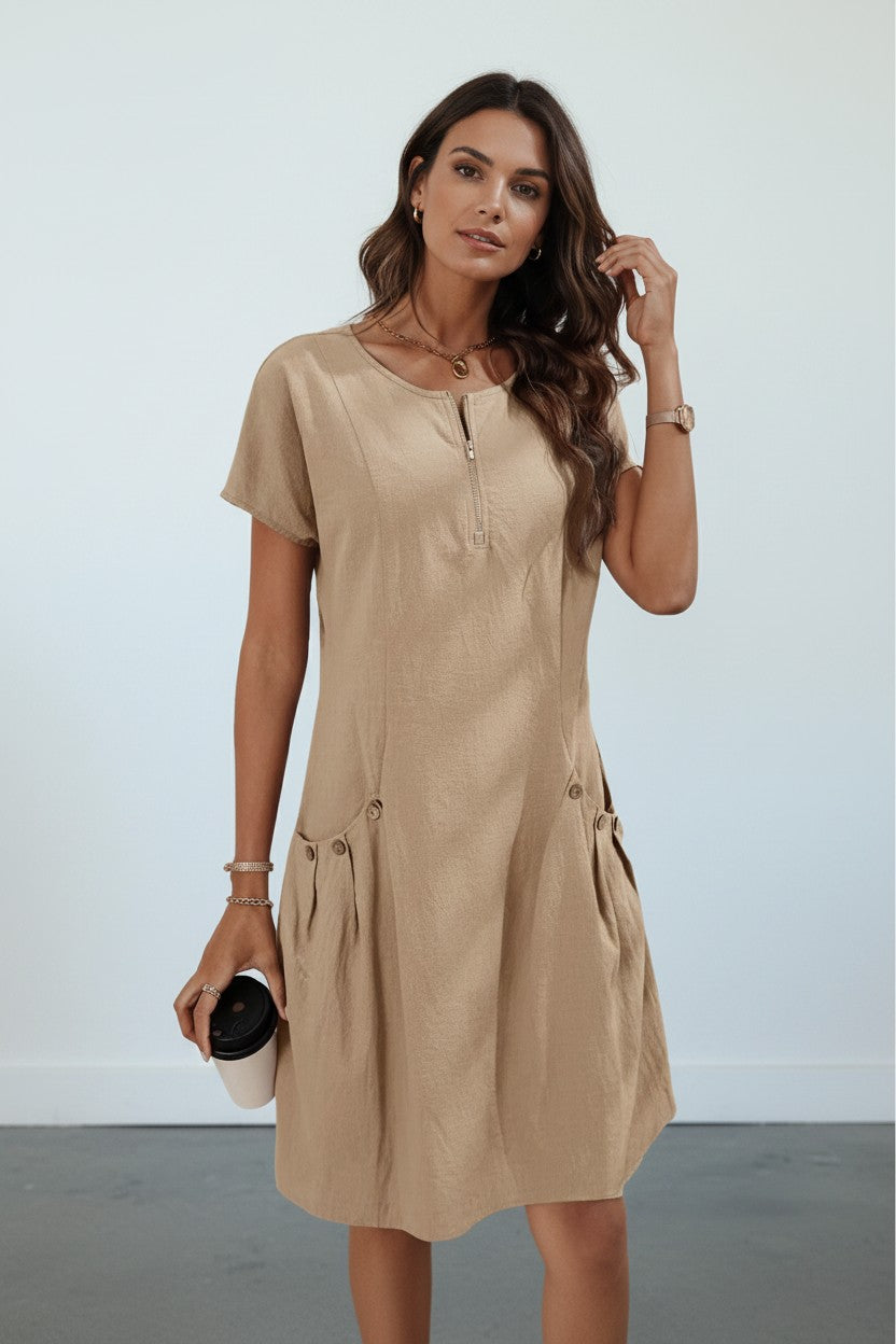 Robe Poches Boutonnées Amondar, coloris Abricot, vue 2