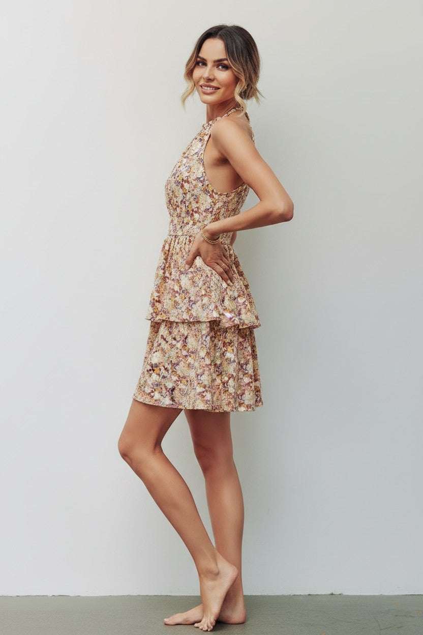Robe Bohème Col Halter Dos Nu Amondar, coloris Rose Abricot, vue 3