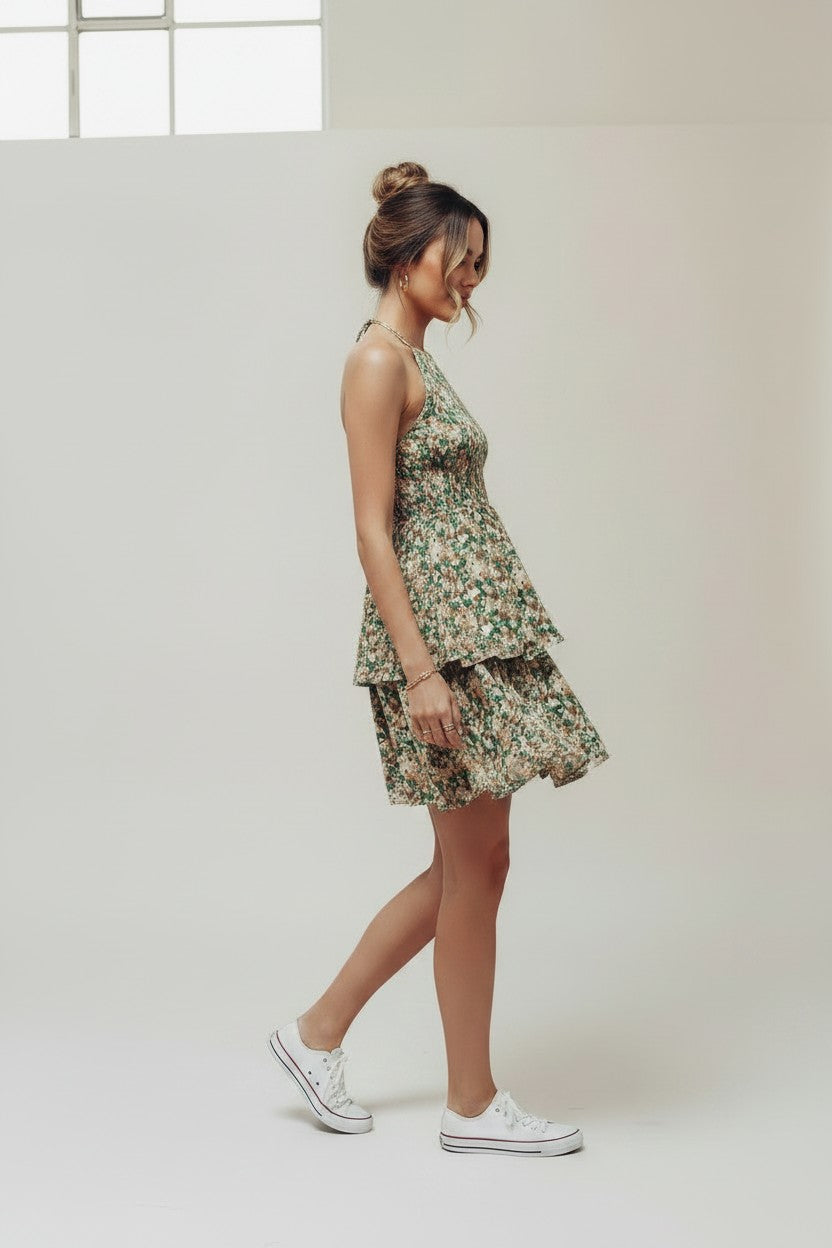 Robe Bohème Col Halter Dos Nu Amondar, coloris Vert Abricot, vue 3