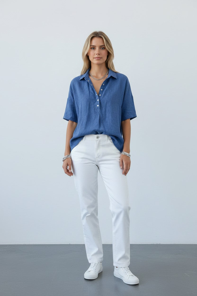 Blouse Col chemise Amondar, portée par mannequin