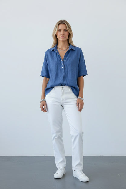Blouse Col chemise Amondar, portée par mannequin
