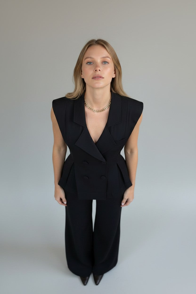 Tailleur Gilet Cintré Taille Haute