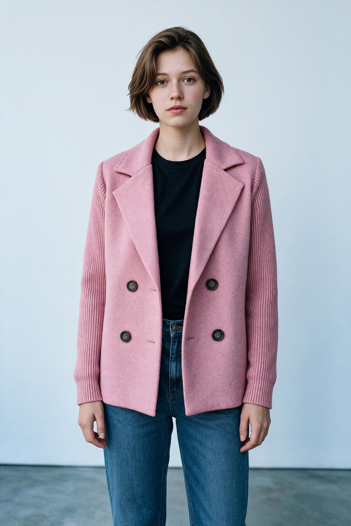 Veste croisée à manches en maille Amondar, coloris Rose, vue 2