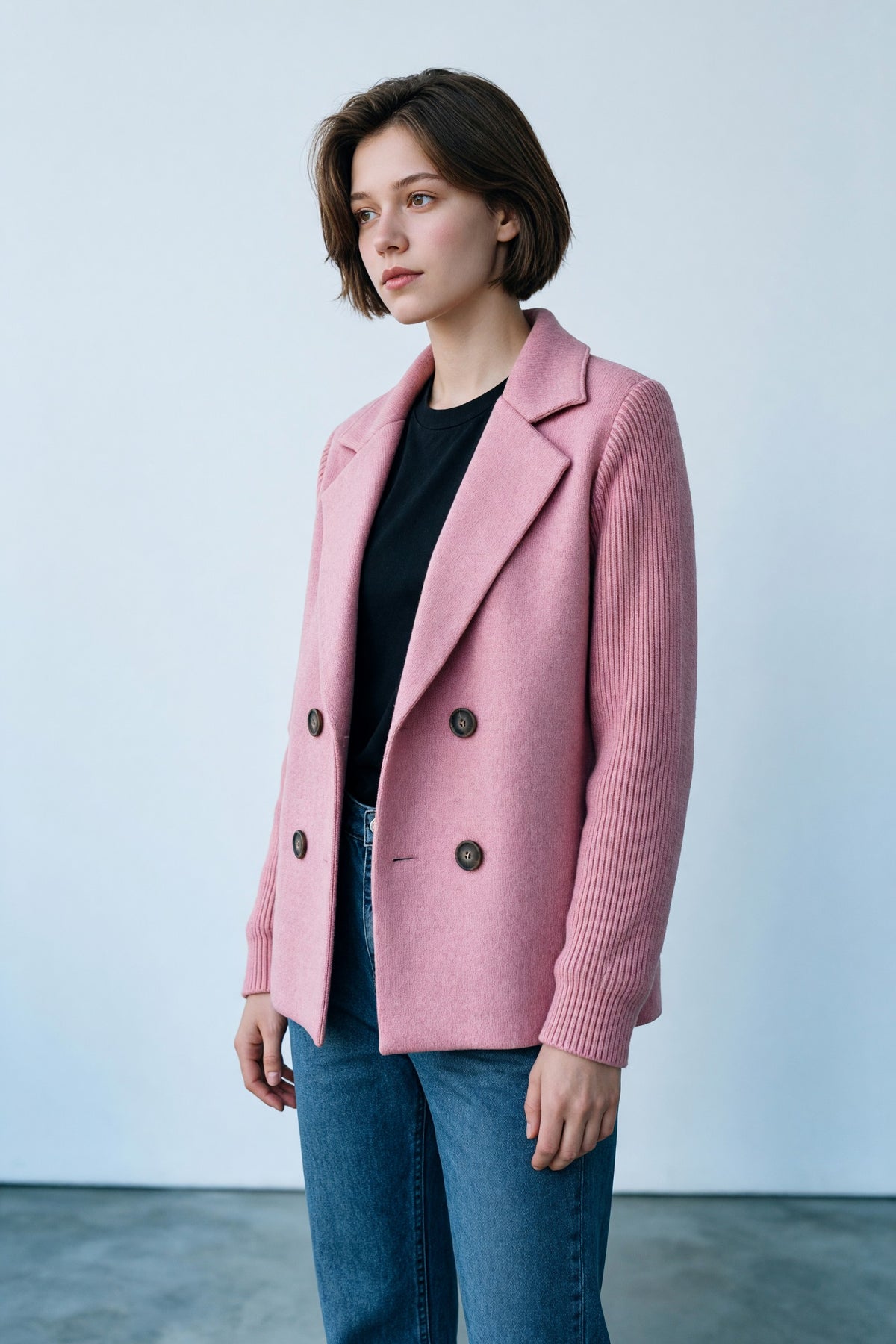 Veste croisée à manches en maille Amondar, coloris Rose, vue 5