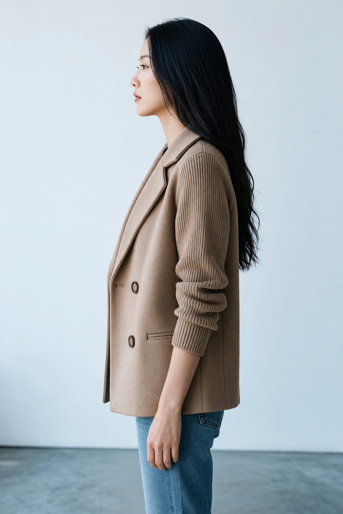 Veste croisée à manches en maille Amondar, coloris Marron, vue 2
