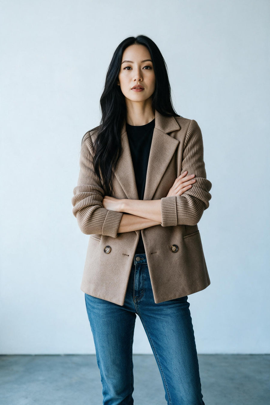 Veste Croisée Manches en Maille