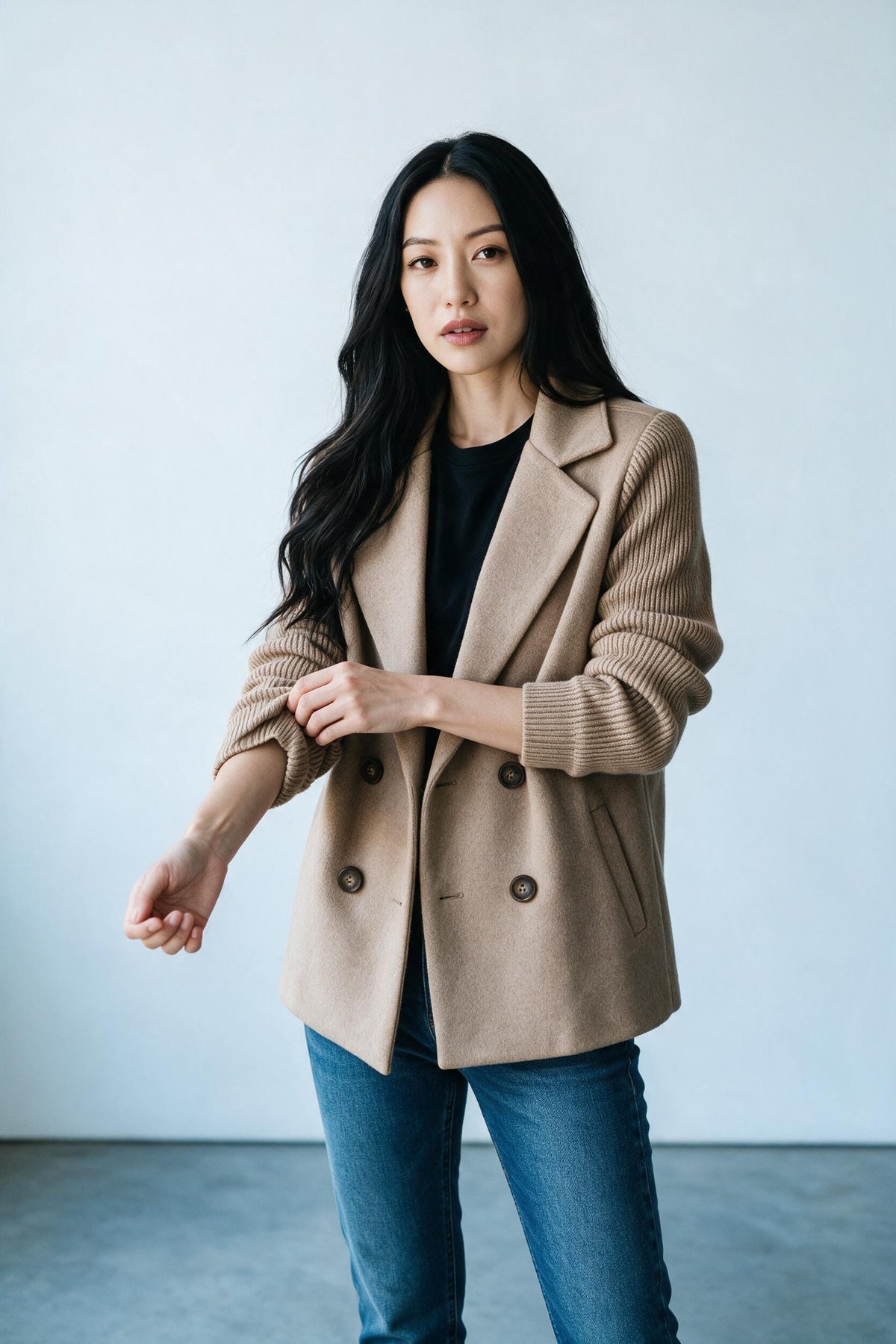 Veste croisée à manches en maille Amondar, coloris Marron, vue 5