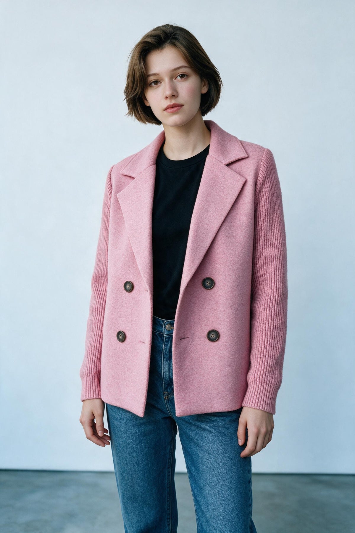 Veste croisée à manches en maille Amondar, coloris Rose, vue 7